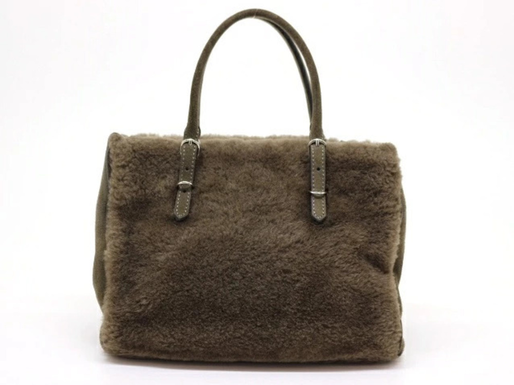 Balenciaga Paper Shoulder Bag Khaki Green Brown Sheepskin Suede - Picture 2 of 9